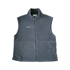 Columbia Men's Size XL Full Zip Sleeveless Fleece Vest Soft Black/Dark Gray